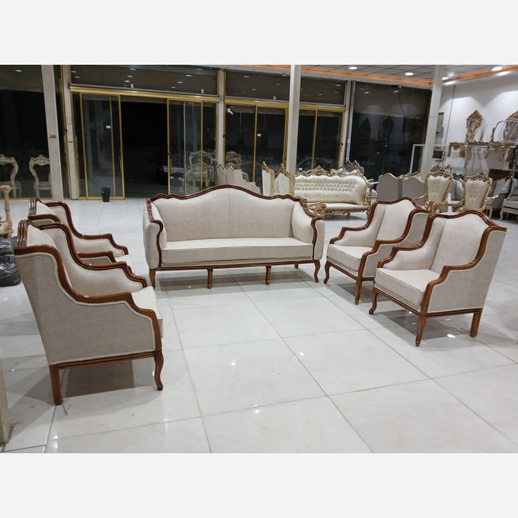 مبل و مبلمان کلاسیک کویین اقتصادی چوب روس ست 7 نفره ترکیب 1+1+1+1+3