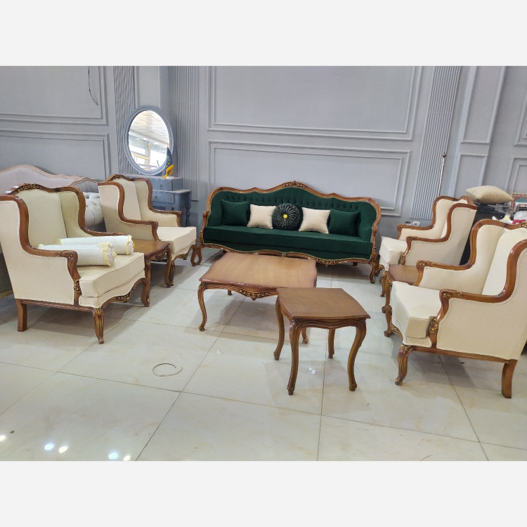 مبل و مبلمان کلاسیک کویین چوب راش ست 7 نفره ترکیب 1+1+1+1+3