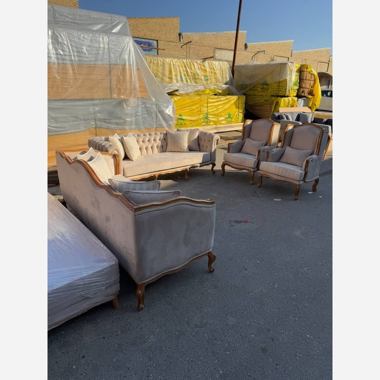 مبل و مبلمان کلاسیک چوب راش کویین یه سه نفره چستر لمسه دست حرفه ای ست 8 نفره ترکیب 1+1+3+3