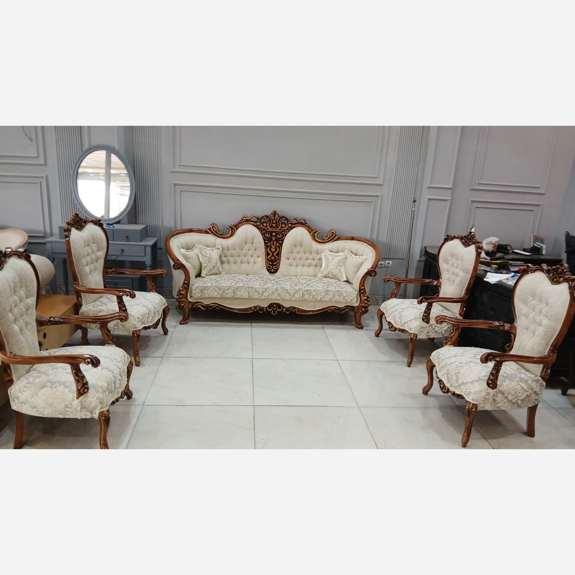 مبل و مبلمان کلاسیک چوب راش کار جدید ماهور  ست 7 نفره   ترکیب        1+1+1+1+3